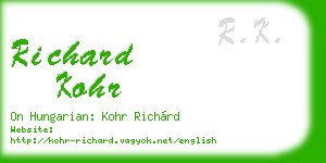 richard kohr business card