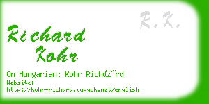 richard kohr business card